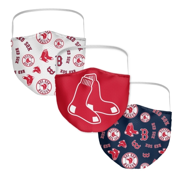 Boston Red Sox Fanatics Branded Adult All Over Logo Face Covering 3-Pack - Picture 1 of 6